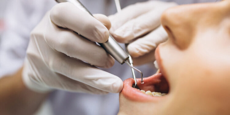 Woman patient at dentist