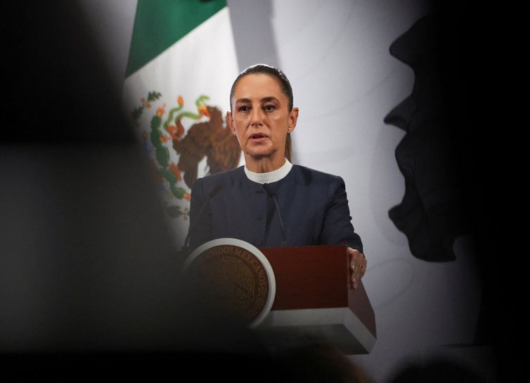 REUTERS/Henry Romero/Proibida reprodução A presidente do México, Claudia Sheinbaum 3 de novembro de 2025 REUTERS/Henry Romero